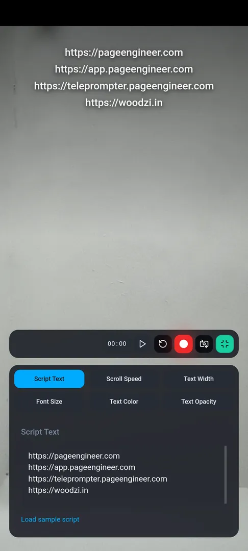Teleprompter Mobile Interface
